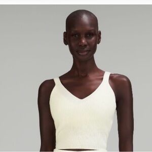 Lululemon Athletica White Ribbed Tank Top